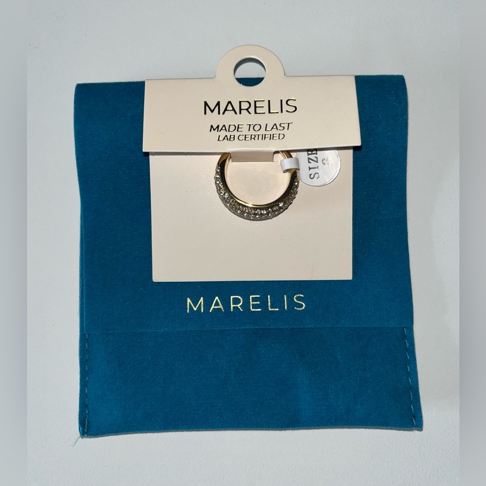 MARELIS Gold Dome Ring | Statement Chunky Ring | Cubic Zirconia Band NWT - Picture 3 of 4
